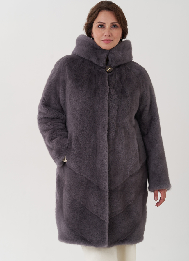 Шуба из норки с капюшоном  модель № 81170 в кредит