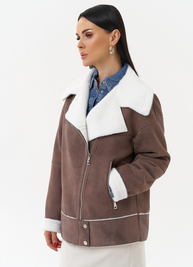 фото Женская дубленка из эко замши  модель № 29984