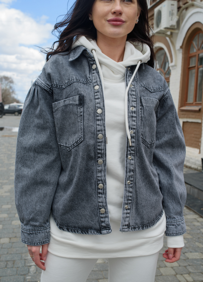 Куртка джинсовая серого цвета модель № 21178 универмаг малина