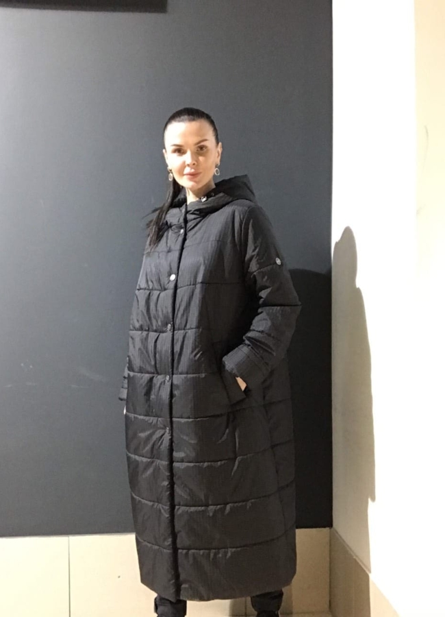 Утепленный женский плащ в черном цвете модель № Дотта универмаг малина