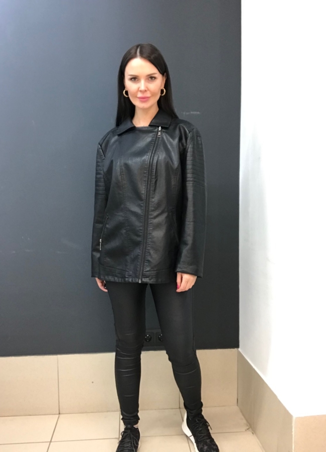 фото Куртка из эко кожи черного цвета модель № 801