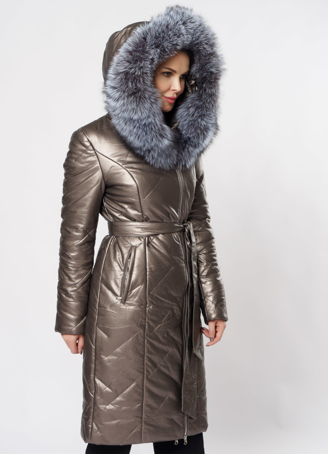 Пуховик женский на молнии с капюшоном модель № 19344 универмаг малина