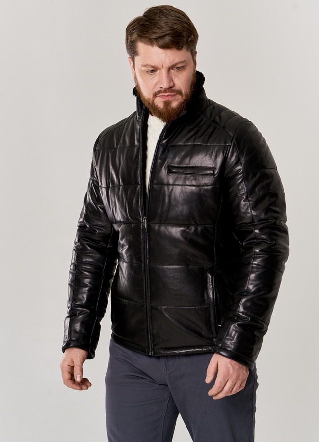 Мужская зимняя куртка из натуральной кожи модель № П-504 универмаг малина