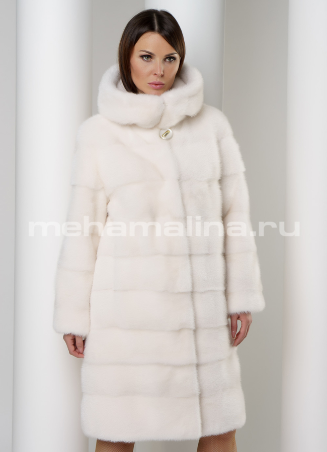 Светлая норковая шуба модель № S-596 меха малина