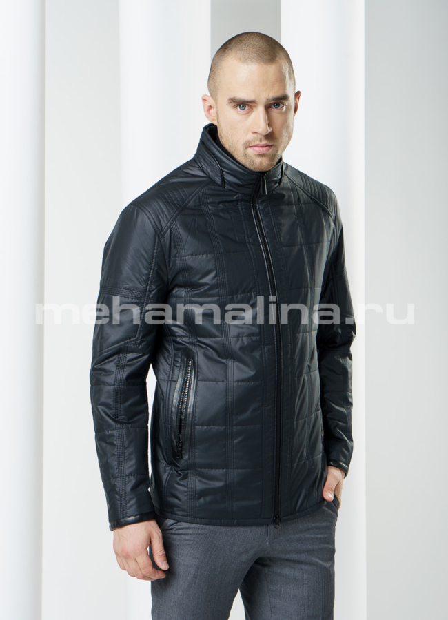 фото Мужская куртка с кожаной отделкой модель № KP-102 фото Мужская куртка с кожаной отделкой модель № KP-102