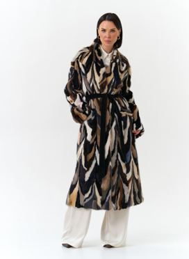 Шуба из норки в стиле пэчворк