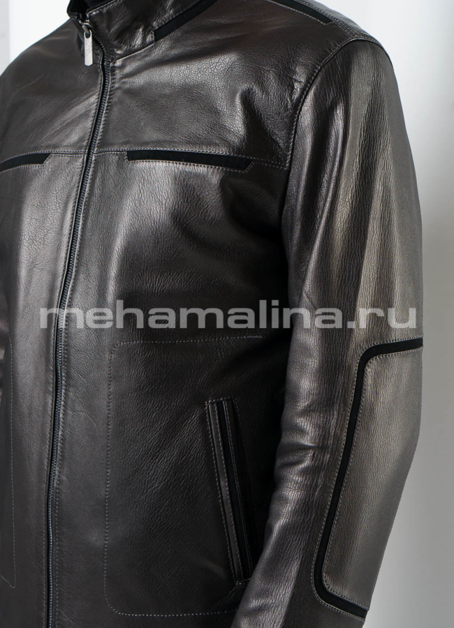 Мужская кожаная куртка модель № KP-207 универмаг малина