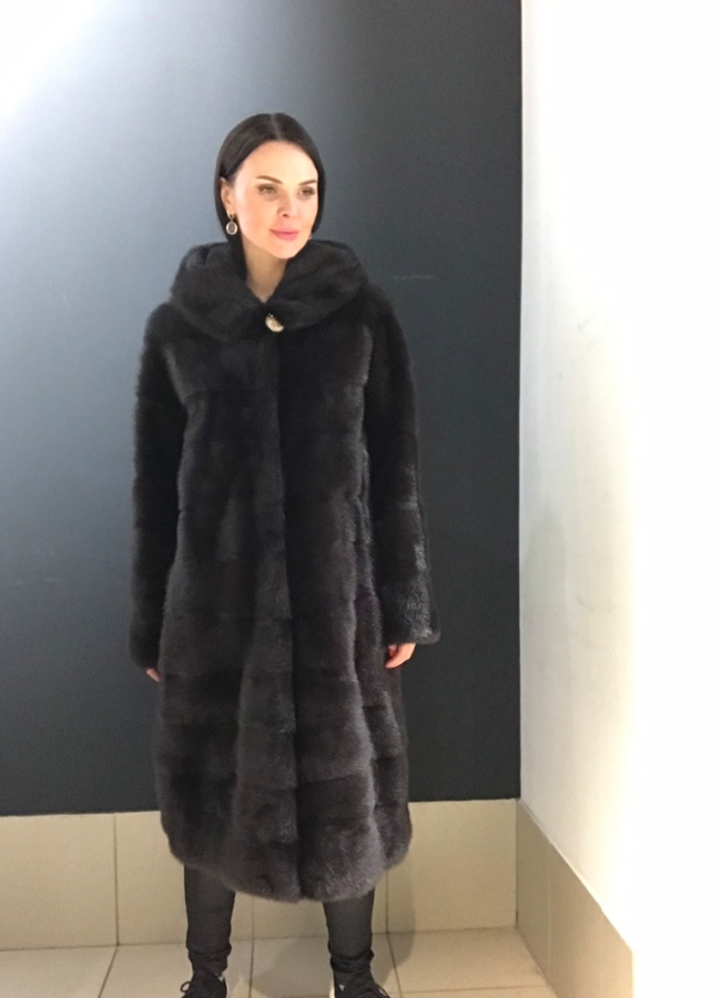 Норковая шуба в цвете капучино модель № 381 С  в рассрочку