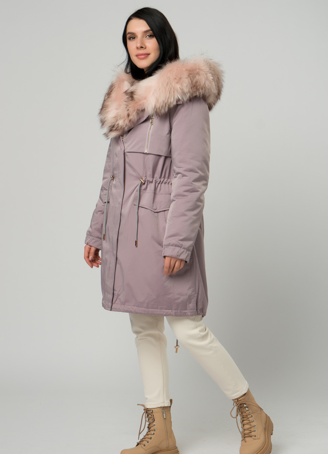 Парка с мехом из енота модель № 73392 универмаг малина