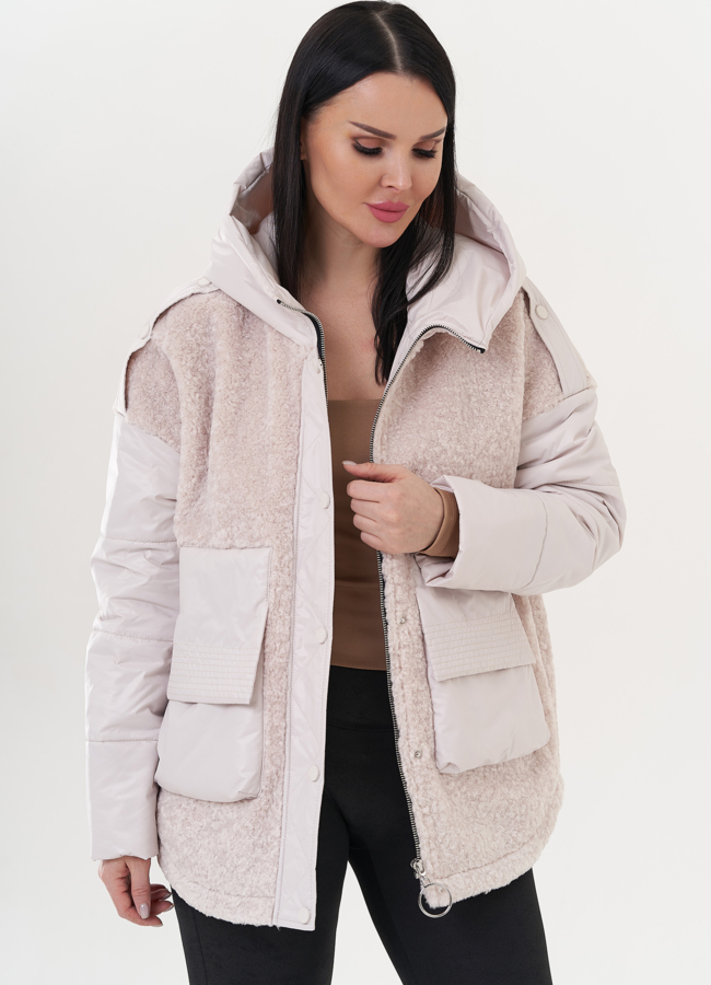 Женская куртка комбинированная с шерстью модель № 26614 универмаг малина