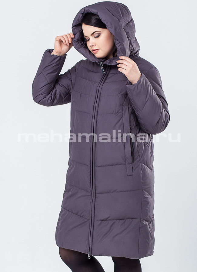 Пуховик зимний  модель № П-279 меха малина
