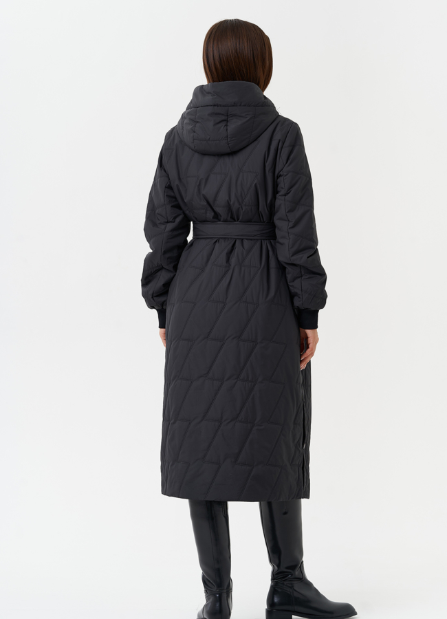 Женское утепленное пальто с капюшоном модель № 27879 универмаг малина