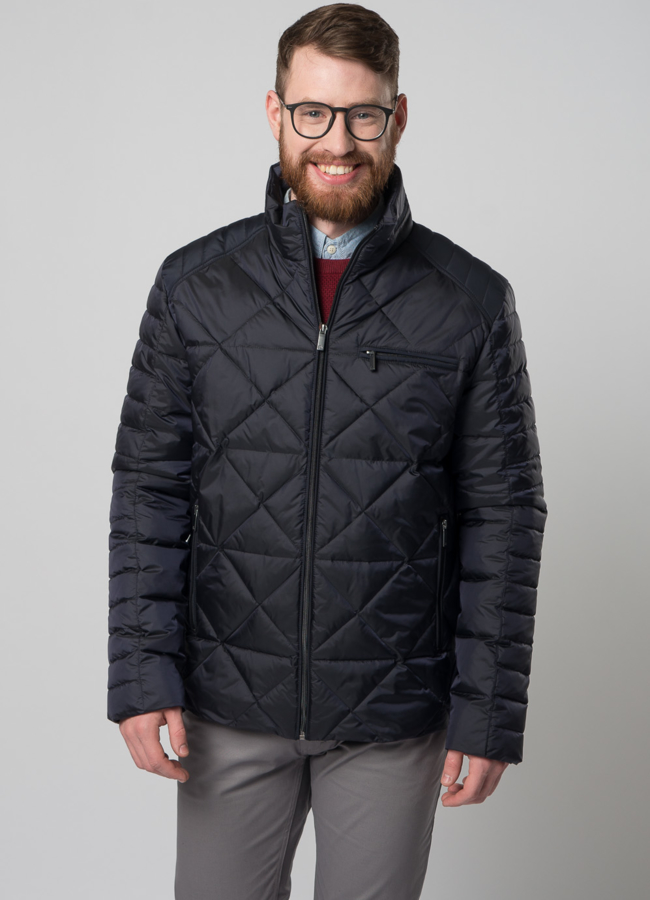 Мужская утепленная куртка синего цвета модель № TENOR меха малина