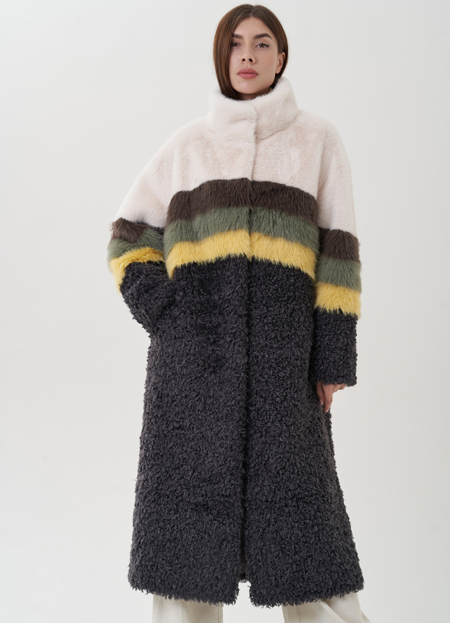 Удлиненное женское пальто из эко меха модель № 25682 в рассрочку