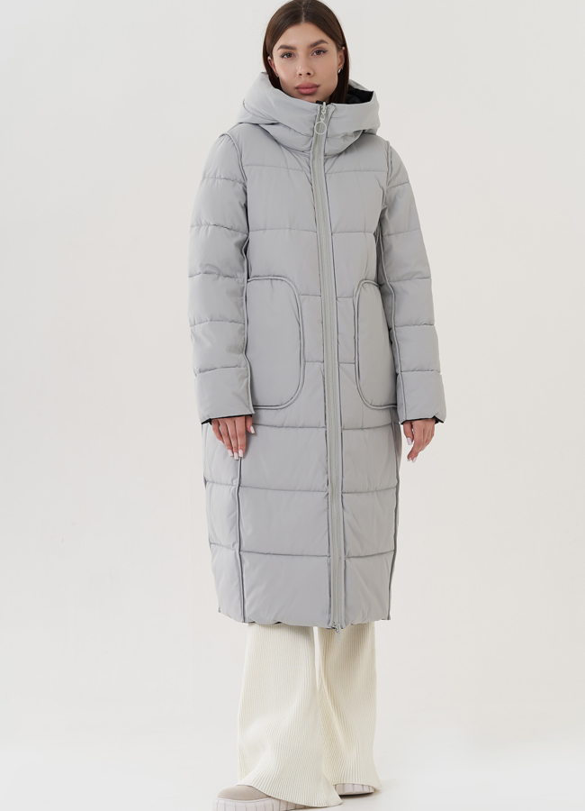 фото Женский двусторонний пуховик с капюшоном  модель № 25385