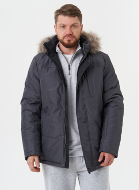 Мужская куртка с капюшоном из меха енота