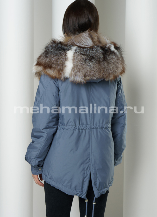 Укороченная парка с мехом  модель № 999 в кредит