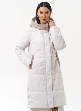 Женское утепленное полупальто с капюшоном