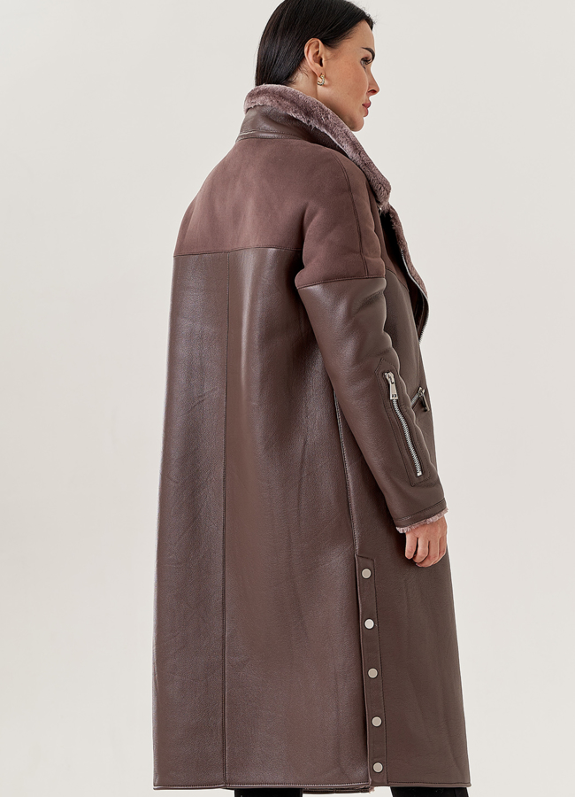 Женская дубленка из искусственной кожи  модель № 79496 универмаг малина