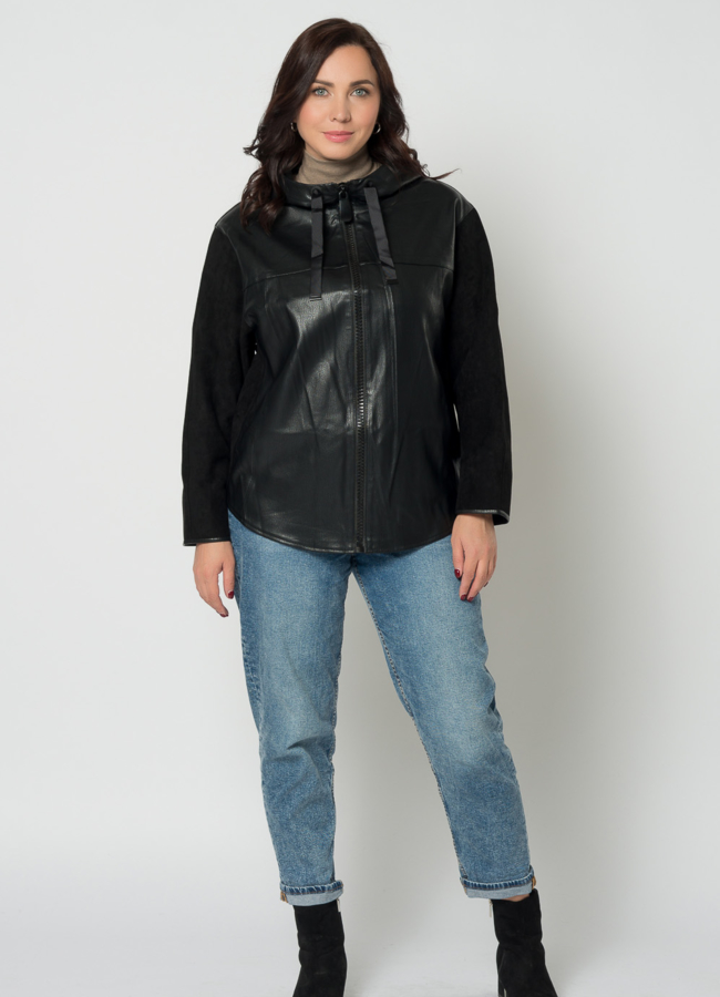 фото Куртка из эко кожи в черном цвете модель № 20677