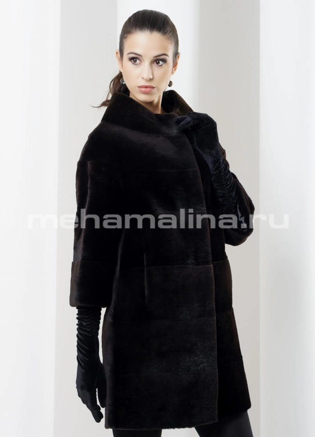 Шуба из нутрии модель № S-466 меха малина