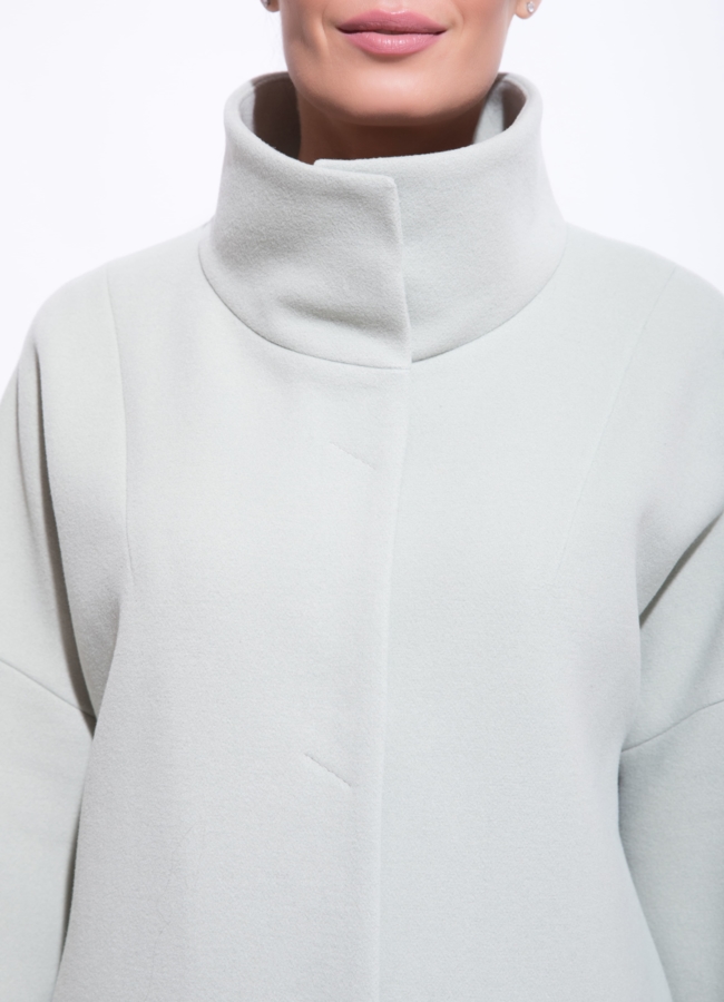 Демисезонное пальто в фисташковом цвете модель № 7007 в кредит