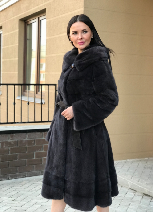 фото Норковая шуба с капюшоном  модель № S-769