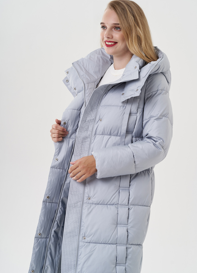 Женский пуховик с капюшоном  модель № 82045 универмаг малина