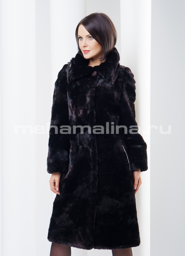 Шуба из частей мутона с воротником модель № S-258 в кредит