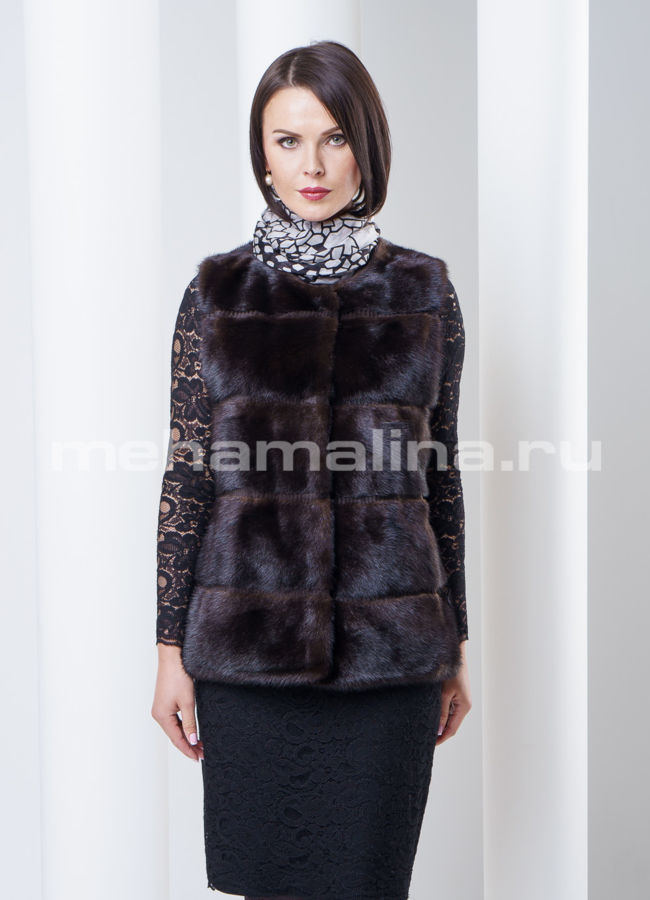 Норковая шуба со съемными элементами, цвет коричневый модель № S-296 универмаг малина