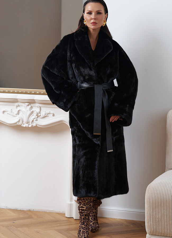 Женская шуба из норки с английским воротником модель № 27605 универмаг малина