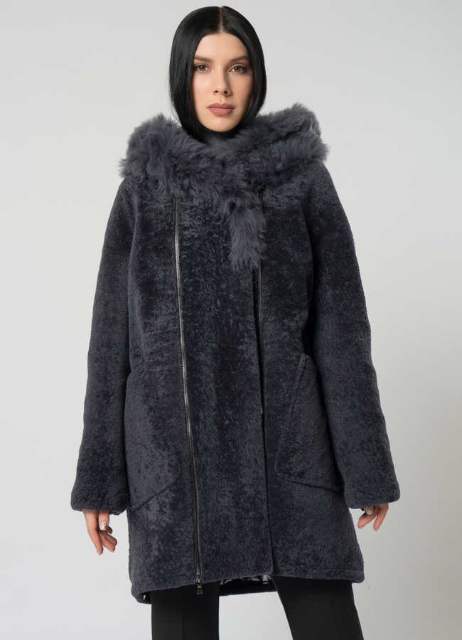 Куртка из мутона оверсайз модель № 1507 универмаг малина