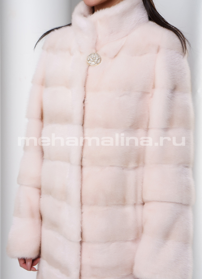 фото Белая норковая шуба удлиненная модель № S-540