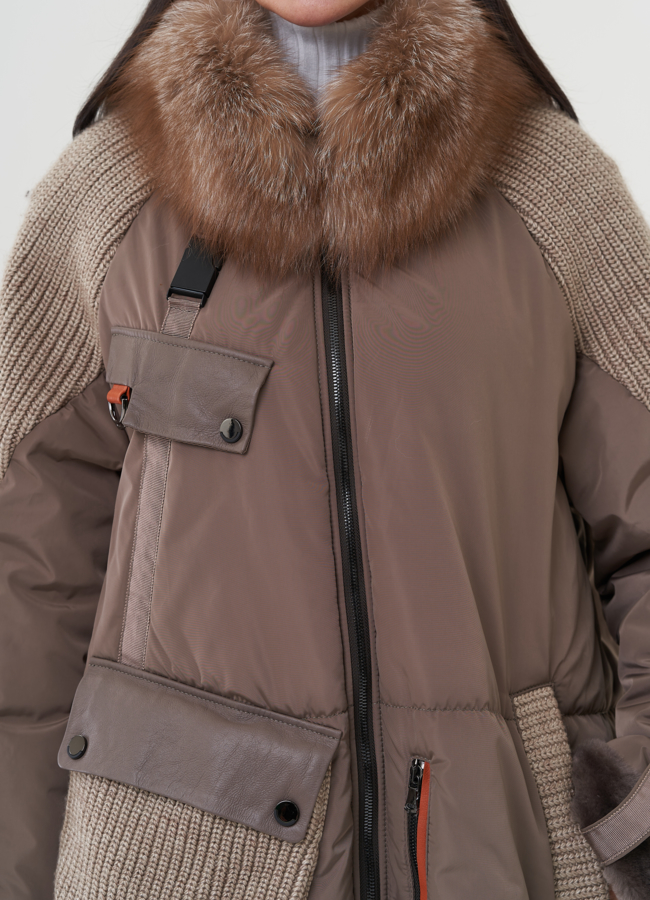 Женский пуховик серого цвета модель № 25290 универмаг малина