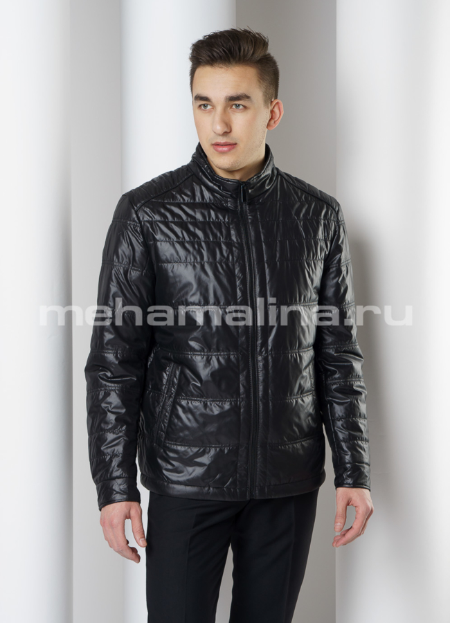 Утепленная куртка черного цвета модель № 2002 меха малина