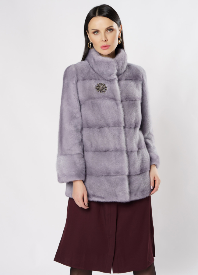 Укороченная норковая шуба голубого цвета модель № S-870 универмаг малина