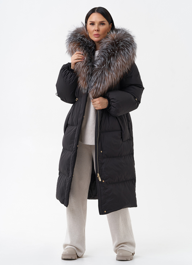 Пуховик с капюшоном отделка блюфрост модель № 29361 универмаг малина