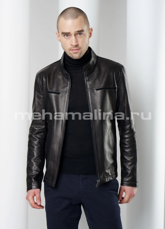 Мужская кожаная куртка модель № KP-207 универмаг малина