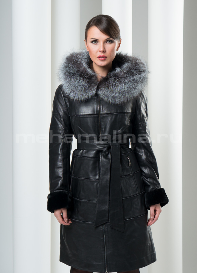 Дубленка с кожаным покрытием и капюшоном. модель № D-77 в кредит Дубленка с кожаным покрытием и капюшоном. модель № D-77 в кредит
