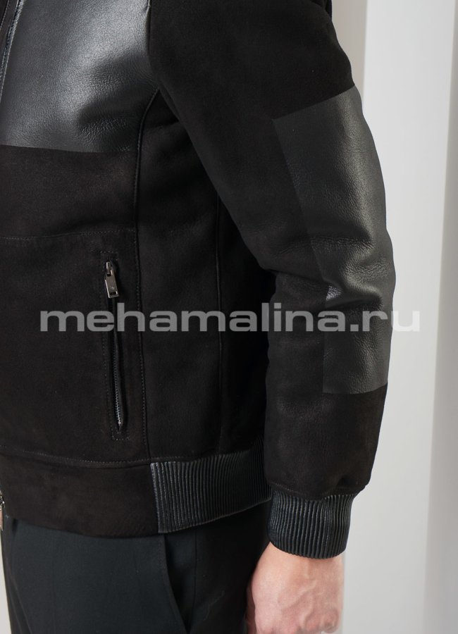 Дубленка на молнии с капюшоном модель № DM-124 универмаг малина