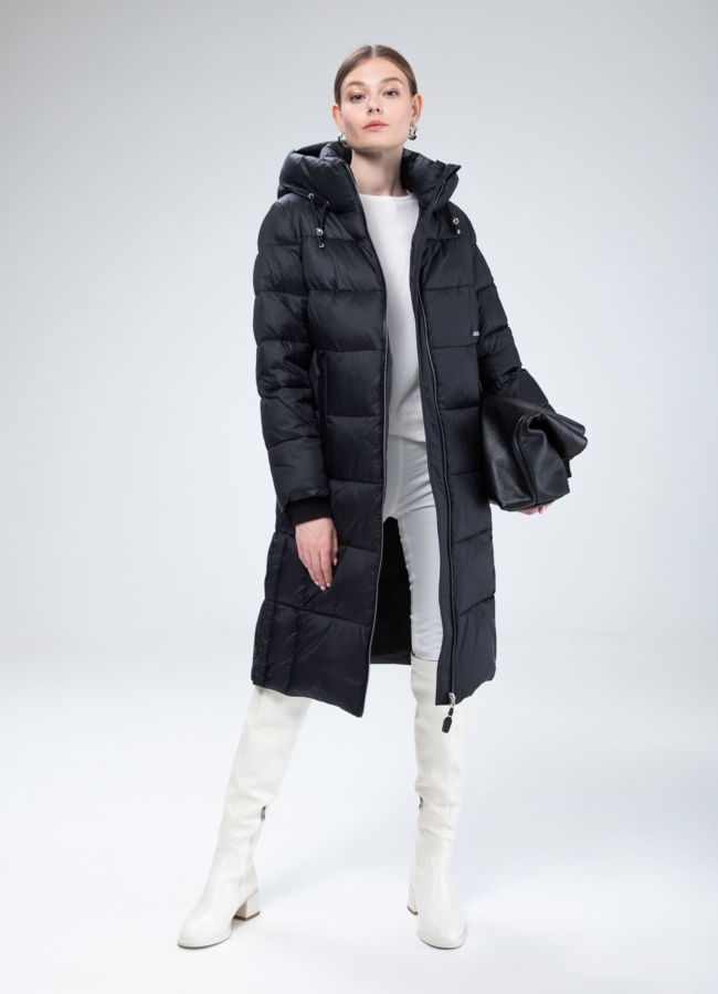 фото Пуховик женский черного цвета  модель № 25777