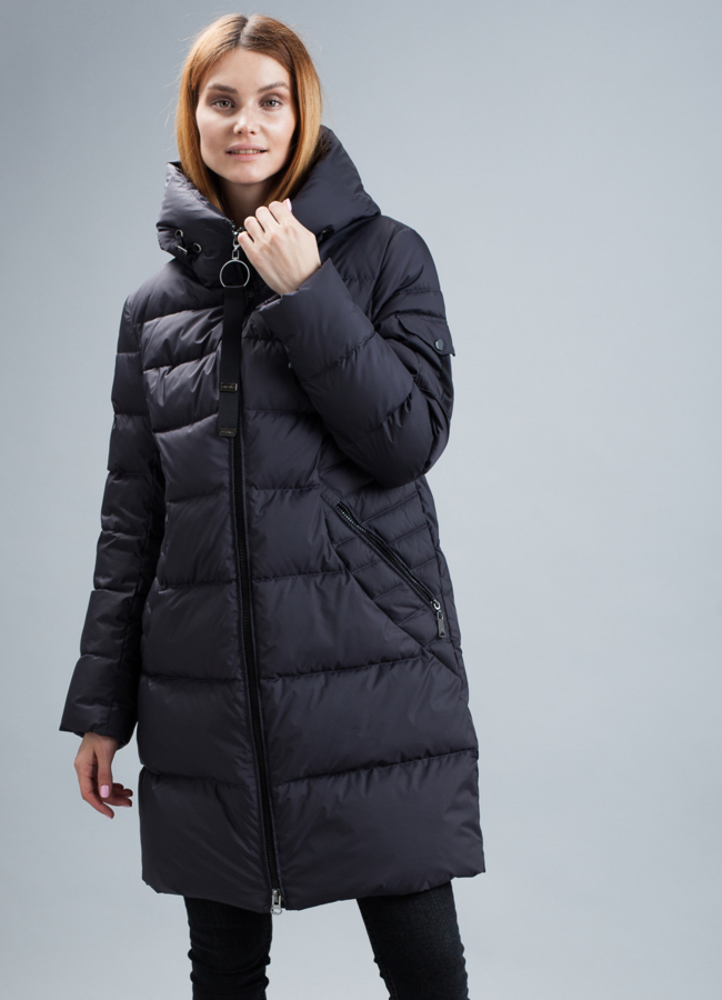 Пуховик женский  модель № П-337 меха малина