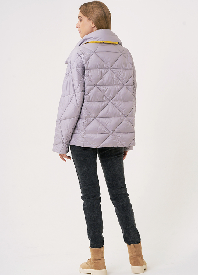 Укороченный серый пуховик модель № 110134 в рассрочку