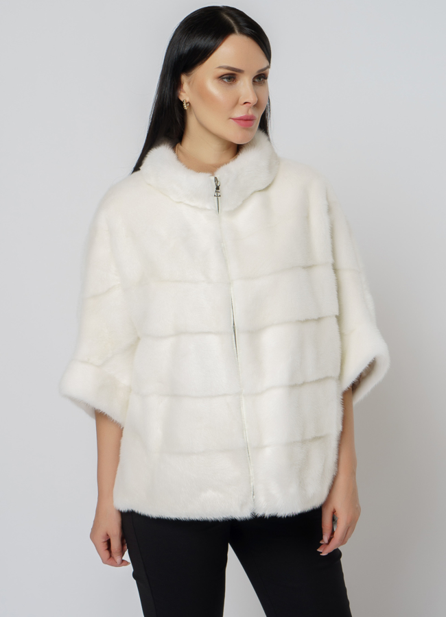 Белая короткая шуба модель № 1210 универмаг малина