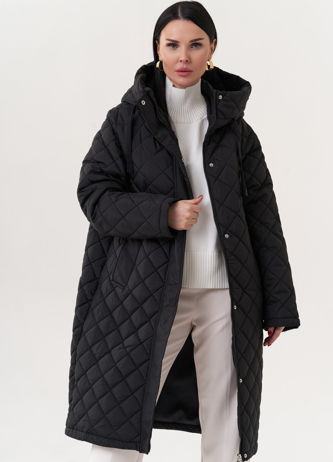 Стеганый пуховик с капюшоном модель № 25619 в рассрочку