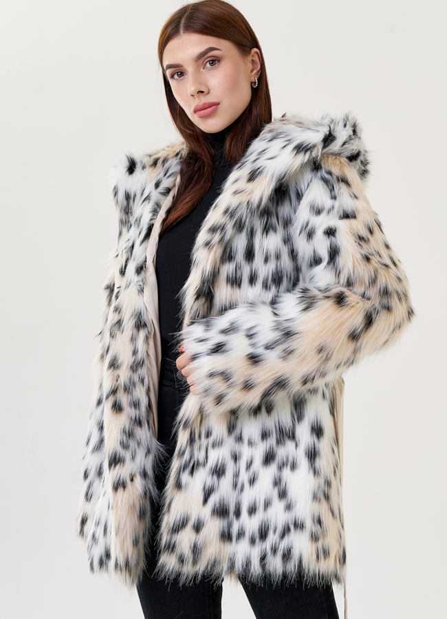 Женское полупальто из искусственной рыси  модель № 23618 универмаг малина