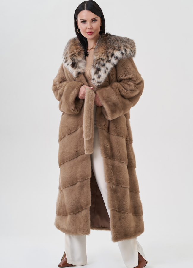 Норковая шуба с рысью модель № 24676 универмаг малина