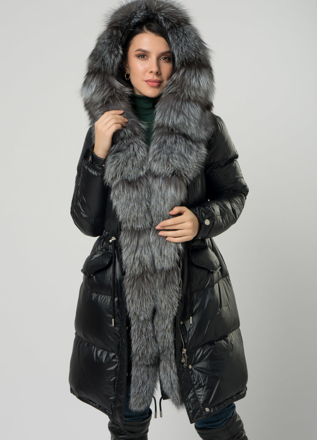 Парка с мехом чернобурки модель № 21882 универмаг малина