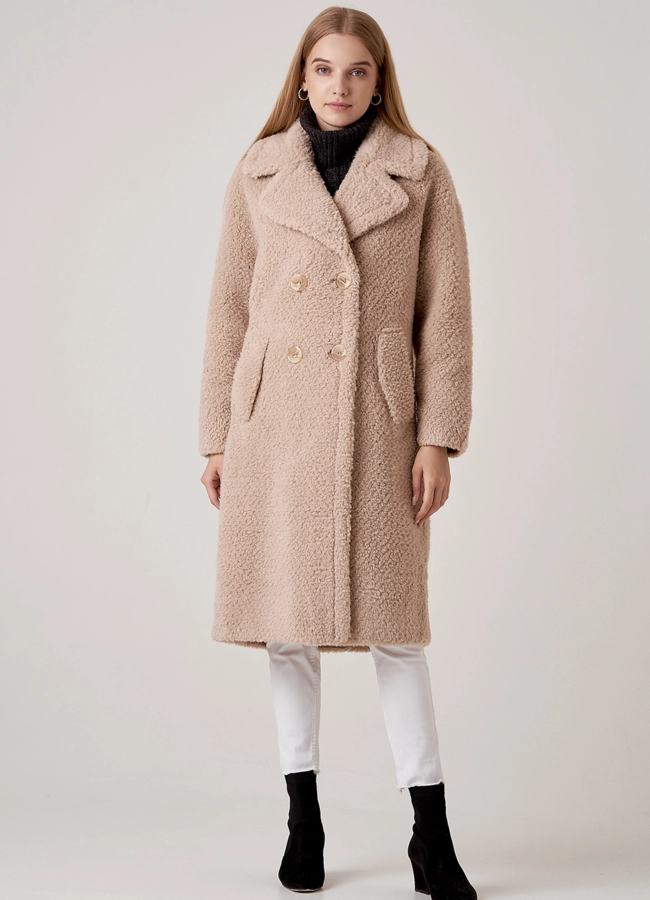 Пальто oversize из эко меха  модель № 207-1 меха малина