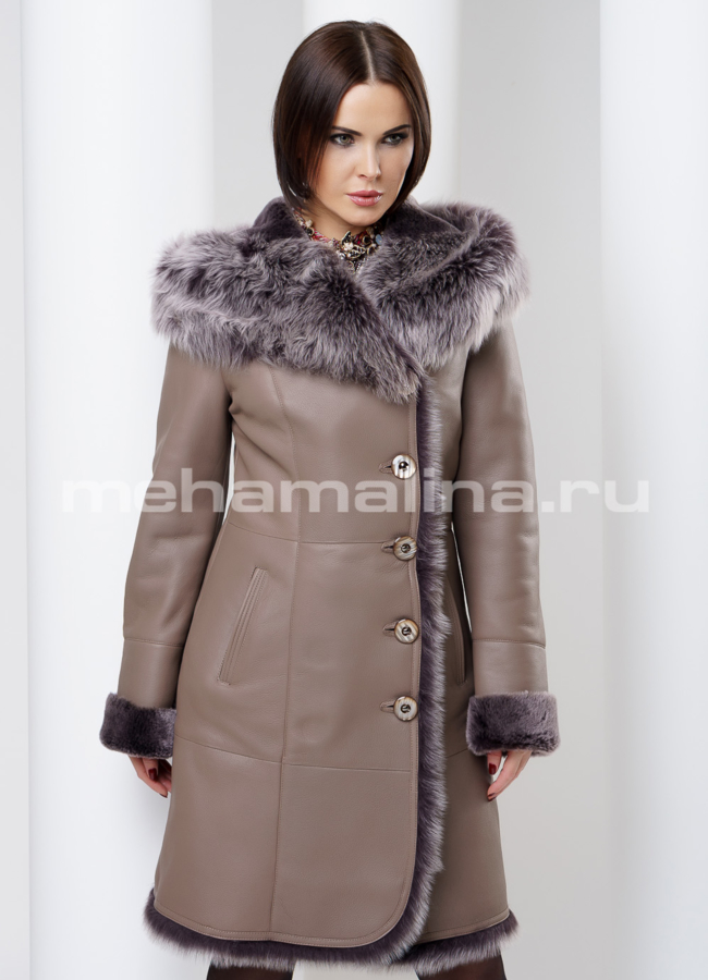 Дубленка на пуговицах модель № D-156 универмаг малина